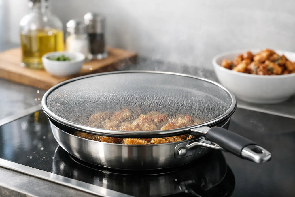 Grease Splatter Screen Pan for Cleaner Frying
