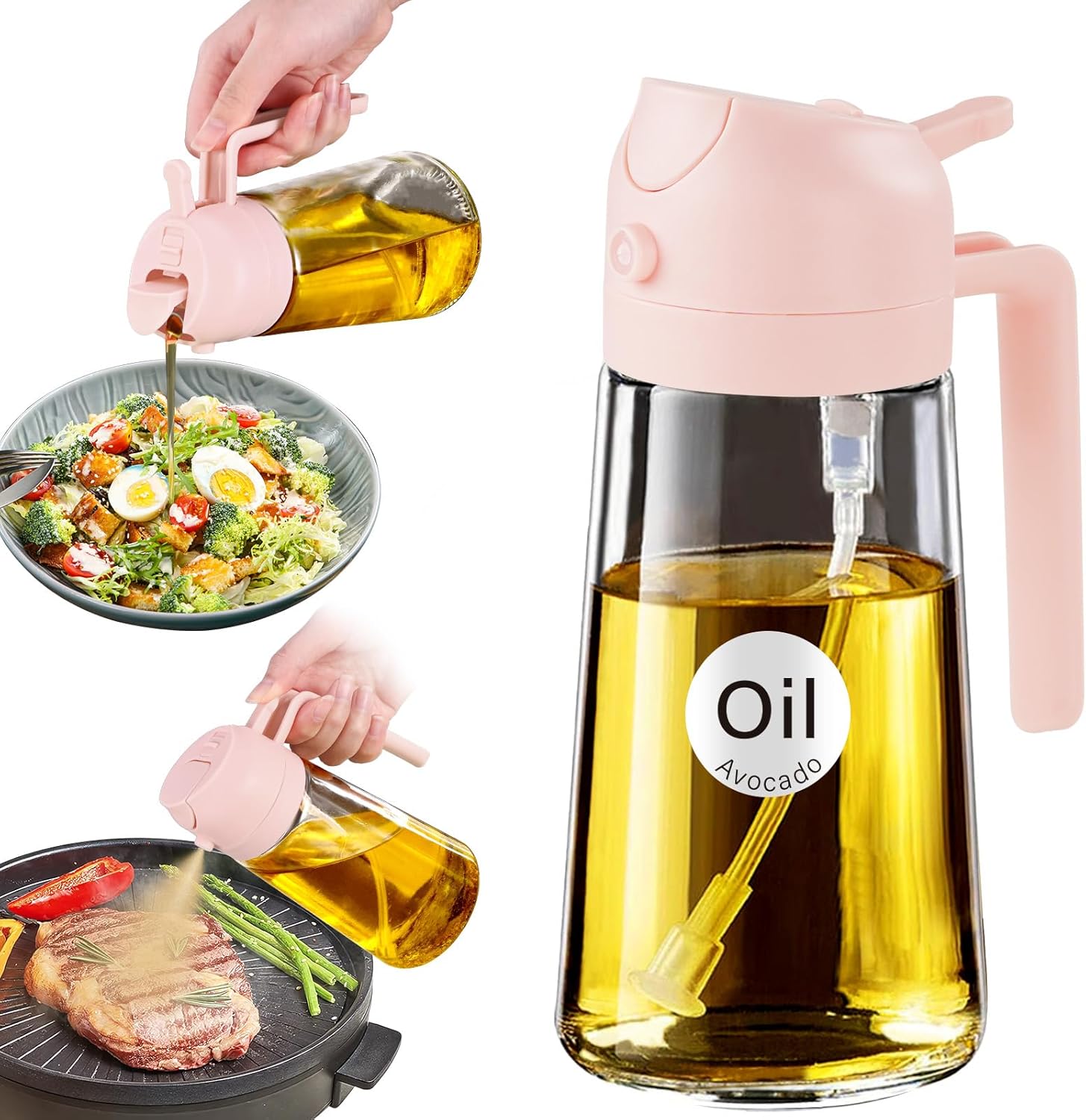 Glass Olive Oil Sprayer & Dispenser (16oz)