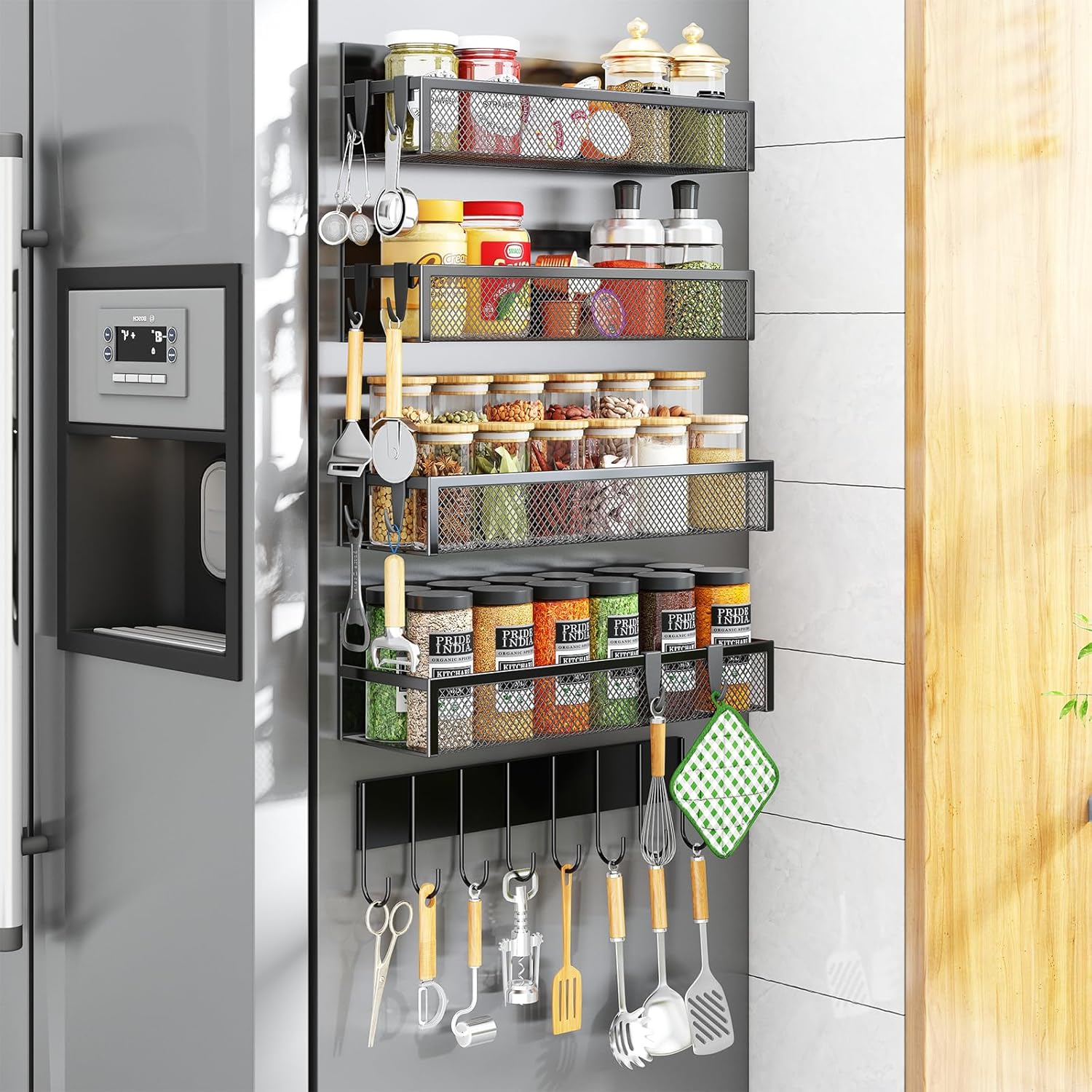 Magnetic Fridge Spice Rack Organizer (5-Pack)